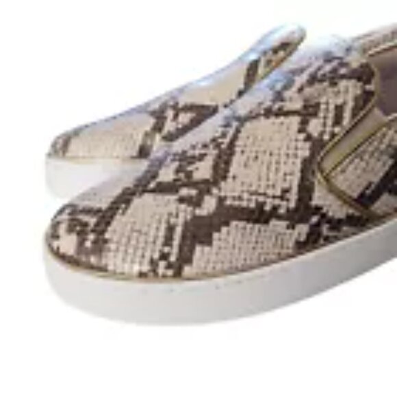 Guess Faux Snakeskin Slip-On Sneakers WOMENS Shoe Gold Trim Tan Brown GUC 8.5M - Picture 4 of 15